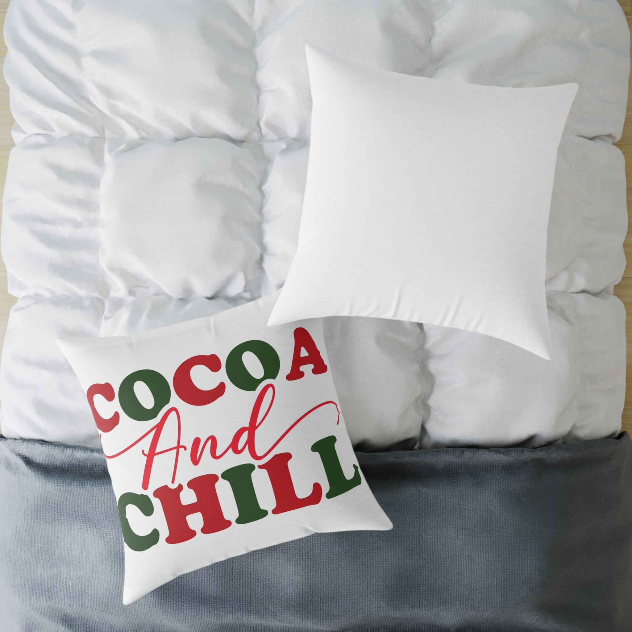 Cocoa and Chill Pillow, Cozy Decorative Cushion for Holidays, Winter Home Decor, Christmas Gift, Relaxing Atmosphere