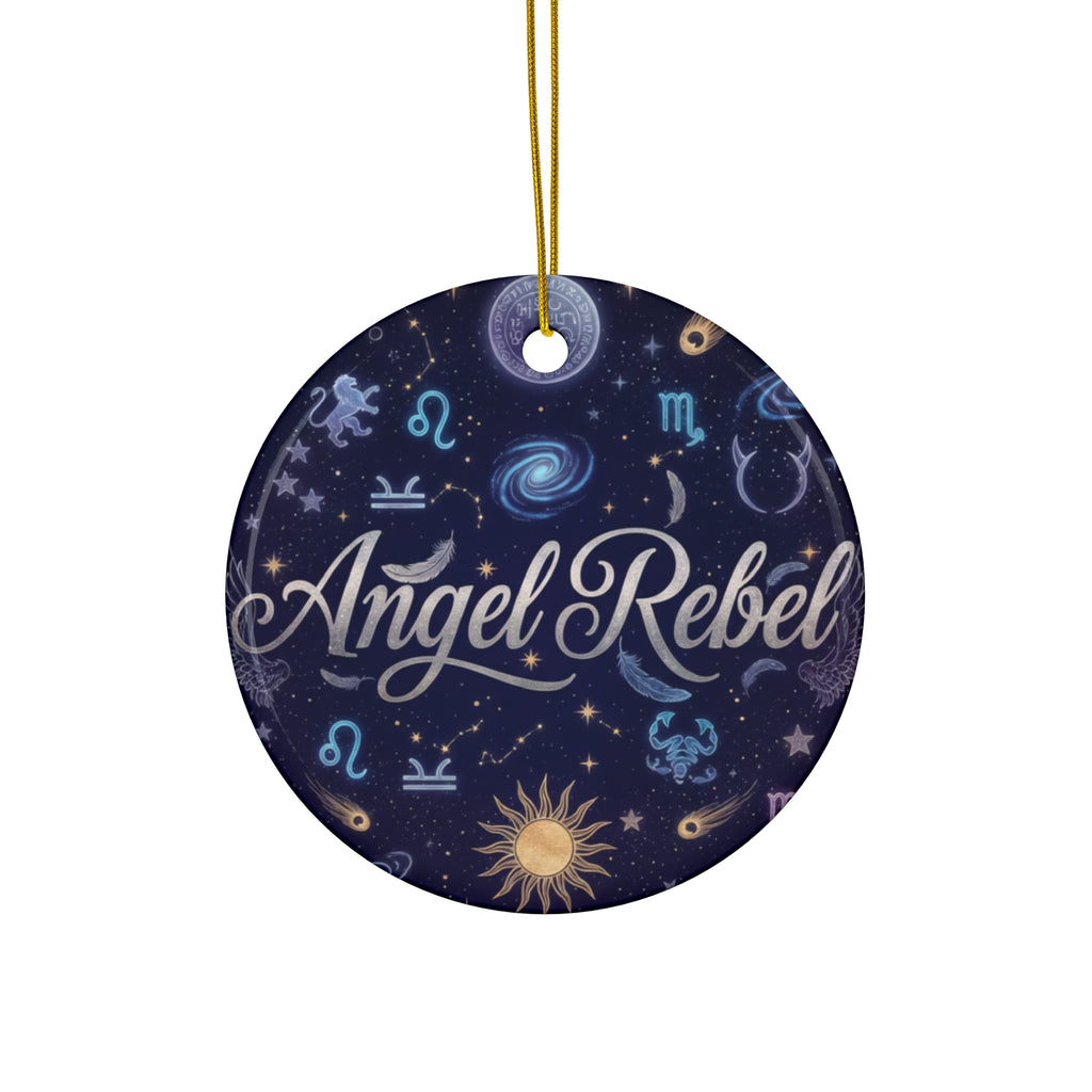 Celestial Ceramic Ornament, Zodiac Decor, Angel Rebel Design, Holiday Gift, Personalized Tree Ornament, Astrology Lovers, Festive Home Decor